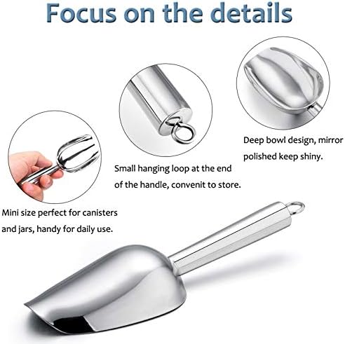 E-far Mini Ice Scoop Set of 8, 3 Ounce Stainless Steel Utility Scoops