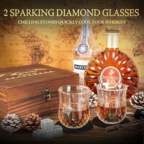 Xgunion Whiskey Stones Gift Set with 2 Glasses Stones & Coasters