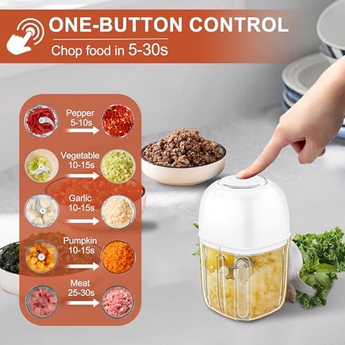 450ML (1.8 Cup) Electric Garlic Chopper, Mini Portable Food Processor