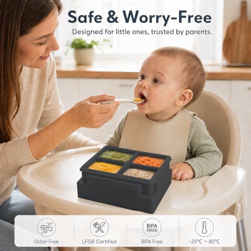 Party Set, 3-Piece Premium Silicone Ice Cube Trays with Watertight Design, Any-Which-Way No-Spill Stackable Freezer Mold for Cocktails, RV, Baby Food & Odor-Free Ice (Charcoal, Slate Black)