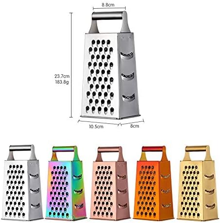 Large Box Grater,4-Sided Stainless Steel Food Slicer,for Potato Fruit Cheese Ginger Vegetables Cucumber Carrot（Gold）