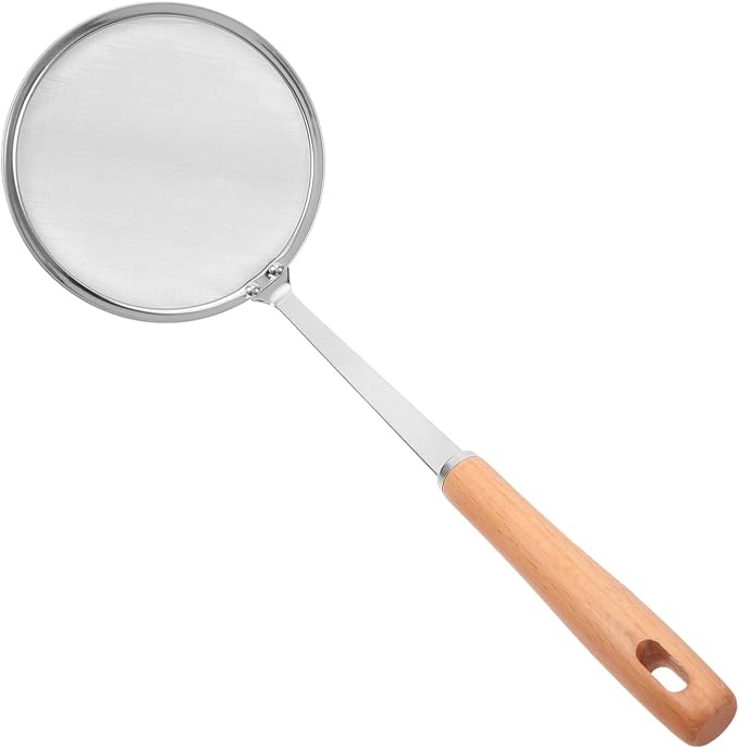 PRETYZOOM Fine Mesh Skimmer Spoon with Handle Multi-functional Colander Strainer for Cooking Small for Oil Separation and Food Filtering