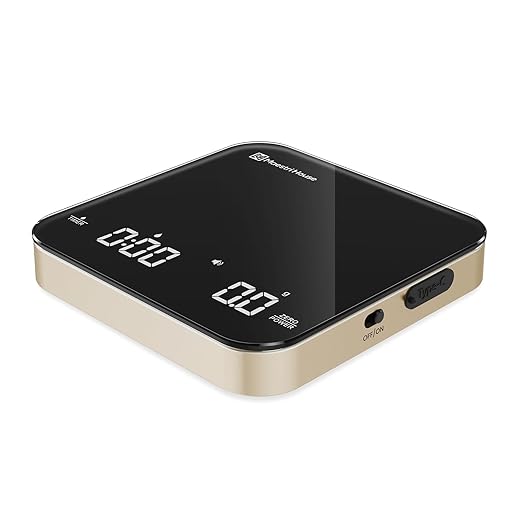 Maestri House S2 Espresso Coffee Scale with Timer 0.1g Precision Shot Scale | USB-C Rechargeable, Dual Timing Modes, 2kg/0.1g Digital Scale with Borosilicate Glass Top for Espresso and Pour-Over Brewing