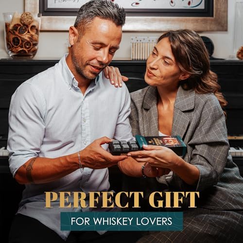 Whiskey Stones Gift Set for Men, 8 Granite Chilling Rocks with Wooden Tray