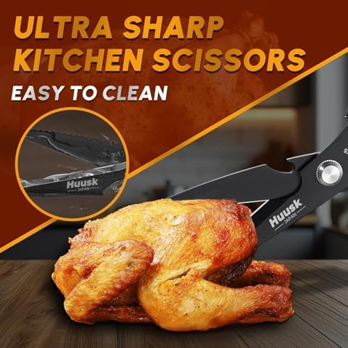 HUUSK Kitchen Scissors for Food, Multifunction Kitchen Shears Heavy Duty