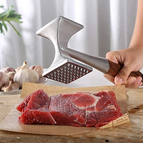 Meat Tenderizer Hammer Dual-Sided Meat Pounder Tool with Wooden Handle for Steak, Beef Poultry Mallet for Kitchen