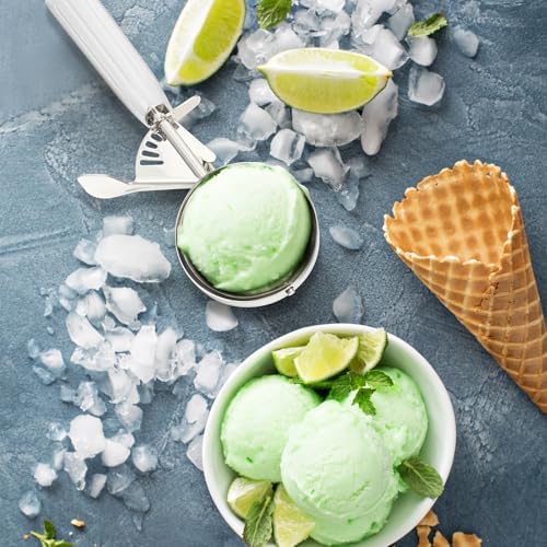 Reallnaive 4 Pcs Ice Cream Scooper with Trigger, 5.3 oz, White