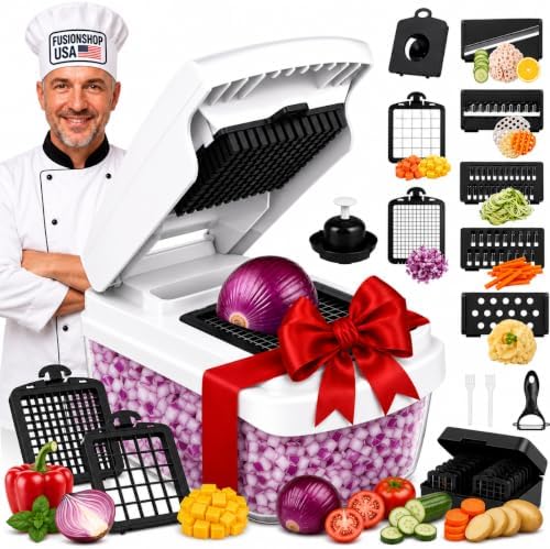 Fusionshop(USA) Premium 10-in-1 Vegetable Chopper | Food Chopper, Cutter