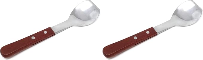 Honbay 1PCS Stainless Steel Ice Cream Scoop Spade Spoon Scooper with Wood Handle for Kitchen (Pack of 2)