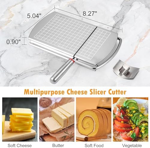 Stainless Steel Cheese Slicer Cutter, Multipurpose Cheese Slicer Food Cutter with Blade