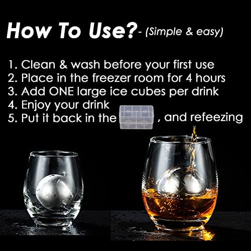 Whiskey Stone 8PCS, Reusable Metal Ice Cubes, XL Large Stainless Steel Whiskey Stone, Refreezable Ice Ball Set with Storage Case, Ice Rocks Wine Chiller Bulk Bar Tool Set