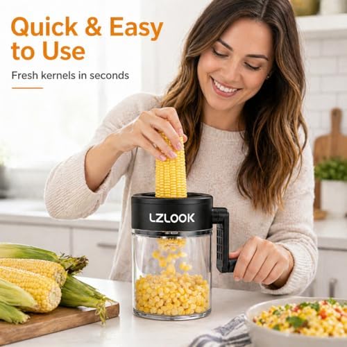 Corn Peeler for Corn on the Cob, Corn Stripper Tool with Rotating Handle