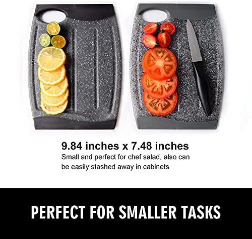 Small Plastic Cutting Board Set with Multiple Juice Grooves, 2 Pack