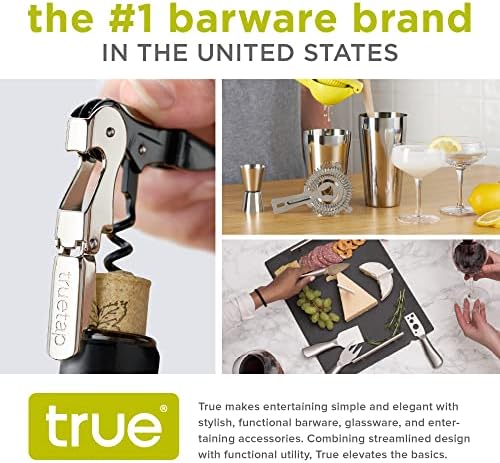 True Vertical Corkscrew Wine Opener with Easy Motion Lever Handle, Durable Stainless Steel and Plastic, Perfect for Home Bar, Kitchen, Outdoor Party, Housewarming Gifts, Set of 1, Black