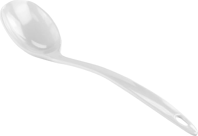 Reston Lloyd Cooking Spoon for Serving, Basting, Mixing, Heat Resistant, BPA Free Melamine 11 inch Utensil with Ergonomic Handle, White