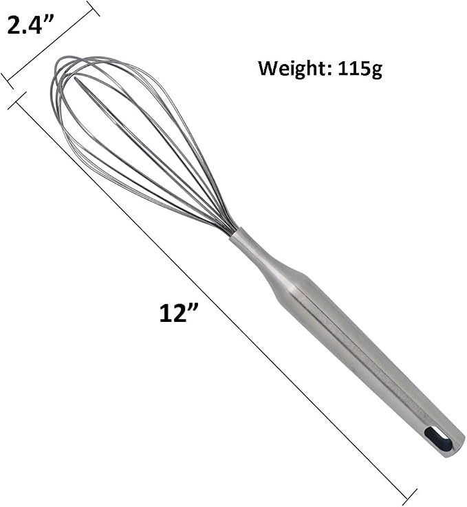 2 Pack 12-inch 304 Stainless Steel Balloon Whisk Set Kitchen Wire Whisk (2 Pack)