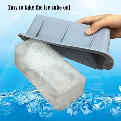 6Pcs Extra Large Ice Block Mold, YINOWON Large Silicone Ice Molds for Ice Bath, Large Ice Cube Molds for Cold Plunge Or Coolers, Ice Tray for Bath (6pcs Gray)