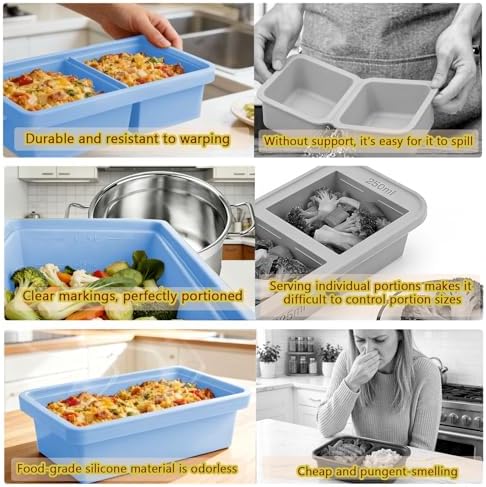 Silicone Freezer Trays With Lids,2 Cup & 5 Cup Ice Cube Tray Leak-Proof Soup Containers With Lids For Meal Prep & Freezing Soup, Stews, Sauces Food Storage Dishwasher-Safe