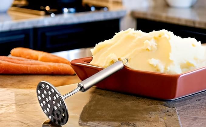 Heavy Duty Stainless Steel Potato & Vegetable Masher – Durable Kitchen Tool for Pav Bhaji, Baby Food, Fruits & More
