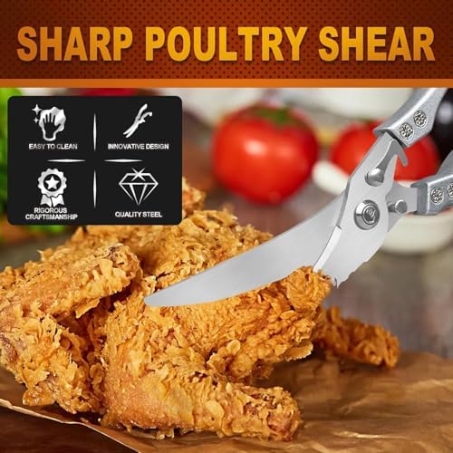 Kitchen Scissors, Poultry Shears Heavy Duty, Stainless Steel Kitchen Scissors for Turkey, Chicken, Thanksgiving, Christmas Day