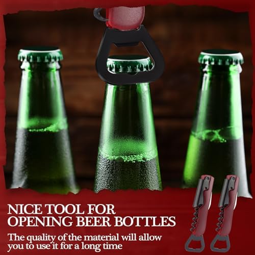 Hushee 24 Pcs Wine Opener 3 in 1 Corkscrew Bulk,Wine Red