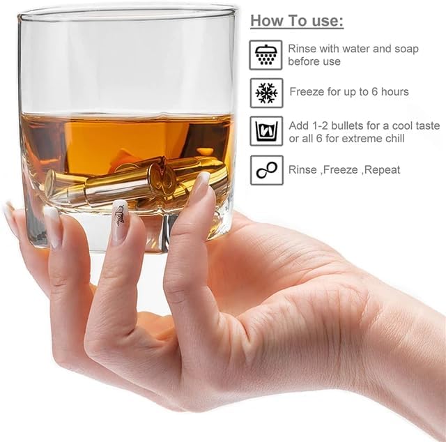 Stainless Steel Whiskey Chilling Bullet Set, 6 Pieces