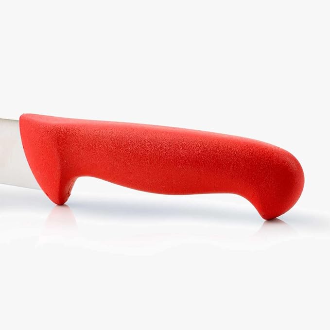 Arcos Range Butcher Knife 7 inch Nitrum Stainless Steel. Steak Knife. Polypropylene Red Handle. Color Identification System for Prolonged and Heavy Use. Series 2900. Color Red.