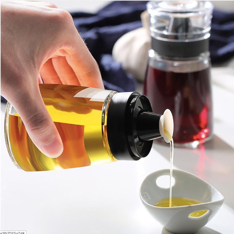 Leak-proof Oil Dispenser Bottle for Outdoor Camping, 160 ml/5.4 oz Glass Olive Oil and Vinegar Cruet, Well Sealed for Picnic Kitchen, 4 Pack