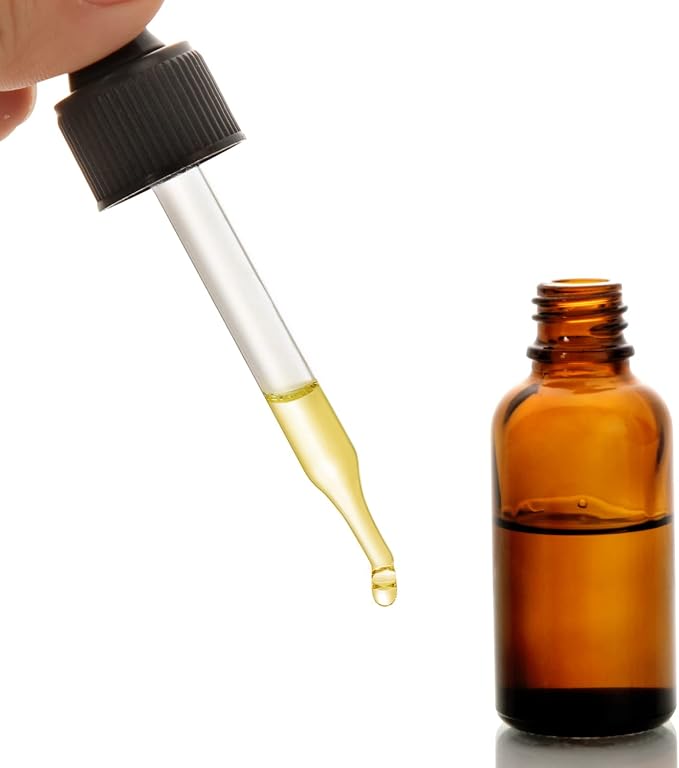 4 Pack, 1 oz Thick Dark Amber Glass Dropper Bottles with 1 Funnels & 4 Labels - 30ml Tincture Bottles with Eye Dropper - Leakproof Essential Oils Bottle - Storage and Travel for Beauty or Health