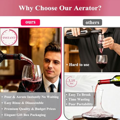 Wine Aerator Pourer, Wine Air Aerator, Easy to Use for Enhanced Bouquet Rich Flavor, Wine Aerator Pourer Spout with Gift Box Included