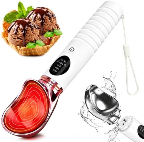 Heated Ice Cream Scoop Rechargeable with Dishwasher Safe Removable Head