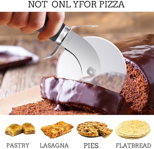 Premium Pizza Cutter Wheel - Sharp Stainless Steel Cutting Wheel, Comfort Non Slip Silicone Handle - Multi Use Slicer for Pizza Crust, Dough, Baking Pastry - Dishwasher Safe Easy Clean