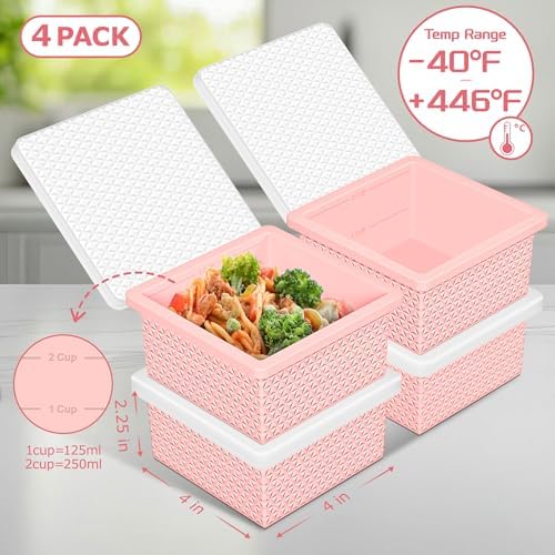 Silicone Freezer Molds for Soup Cube - 2-Cup Freezer Storage Container Tray with Lid,4 Pack Stackable Ice Cube Trays for Portion Control,Food Storage Meal Prep,Oven & Dishwasher Safe