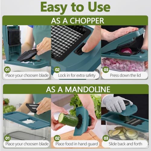 Multifunctional Vegetable Chopper & Mandoline Slicer, Veggie Chopper