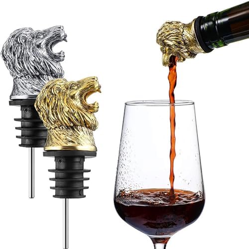 2Pcs Lion Head Wine Aerator Pourer Spout,Animals Shape Aerator