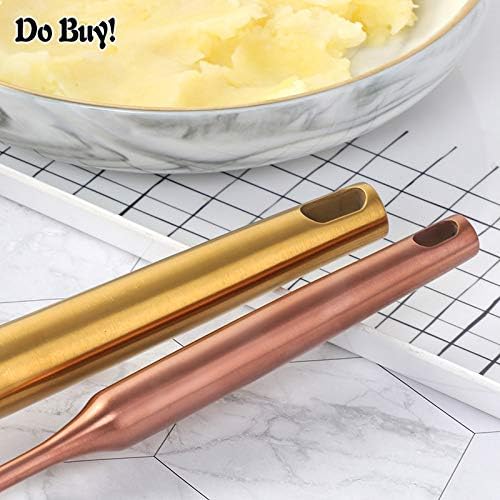 Potato Masher ，Stainless Steel Potato Ricer Press，Ergonomic Horizontal Handle &Multi-Function for Smooth Creamy Mashed Potato,Fruits,Vegetables Baby Food (2pcs, rose gold)