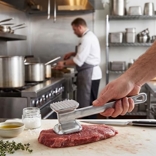 TrueCraftware-10-1/8" Meat Tenderizer Aluminum Head and Handle- Meat Tenderizer Hammer Dual-side Mallet for Kitchen