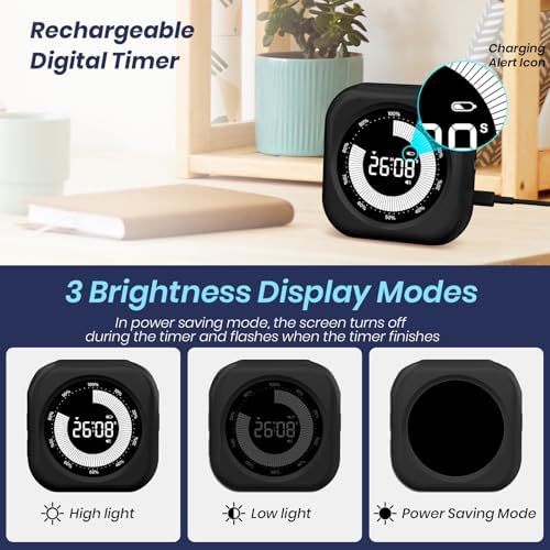 PERSUPER Visual Timer for Kids, Rechargeable 10-Hour Count Up/Down Timer