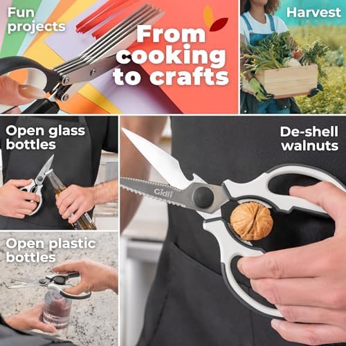 5 Blade Herb Scissors Set with Kitchen Shears - Lifetime Replace. Warranty*