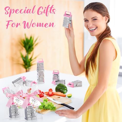Maxdot 24 Set Employees Appreciation Gift Mini Cheese Graters with Thank You Cards 4-sided Stainless Steel Graters Wedding Guest Thank You Gifts for Women Guests Coworkers Employees