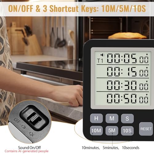 Digital Dual Kitchen Timer, Multiple Channels Countdown Timer