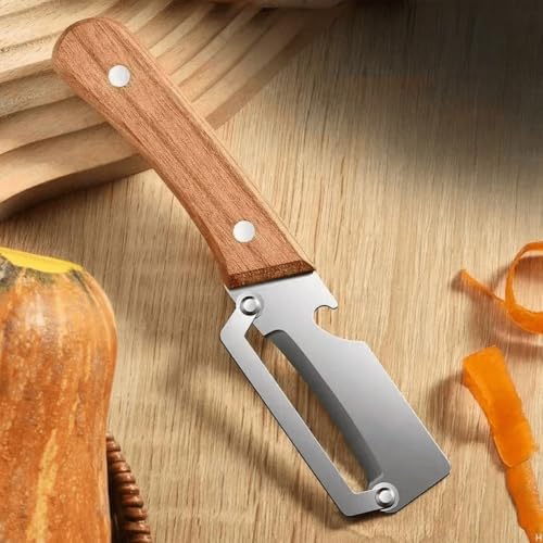 Multi-Functional Vegetable Peeler for Kitchen,Upgrade 2 in 1multifunctional Vegetable Peeler,Multi Functional Vegetable Fruit Peeling Tools with Bottle Opener and Wooden Handle ﻿ (2PCS)