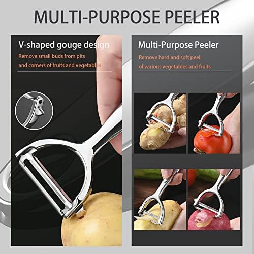 Vegetable Peeler Potato Peeler, Heavy 0.24Ib Stainless Steel Non-Slip Handle and Sharp Blades, Set Of 2 (1 Straight 1 Serrated Blade) Collaborative Work Perfect Peeling
