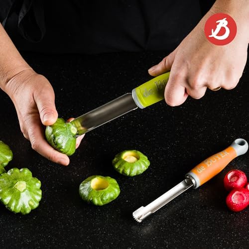 de Buyer UNIVERSAL CORE CONCEPT Manual Corer, Orange - 0.5” - Serrated Stainless Steel Blade - Ergonomic, Non-Slip Handle - Easy to Use