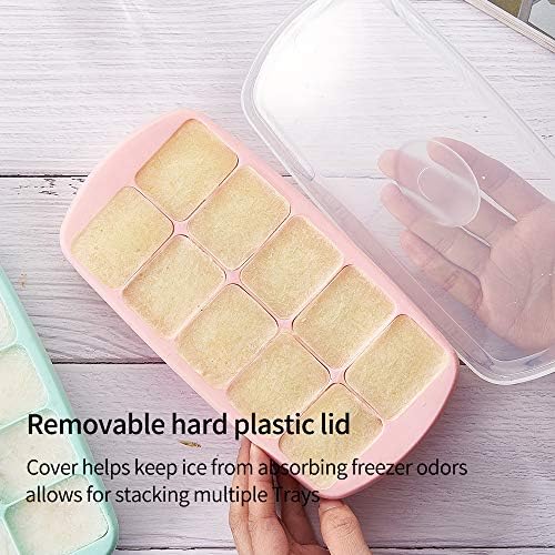 ZEROBOX Ice Cube Trays with Lids - Easy Release Silicone Ice Trays - Flexible 10 Square Cubes per Tray Ice Molds for Chilled Drinks, Whiskey & Cocktails - Stackable, Dishwasher Safe, BPA Free, Grey