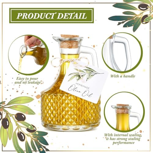 Vesici 20 Set 14 oz Large Olive Oil Glass Bottle with Stopper, Party Favors