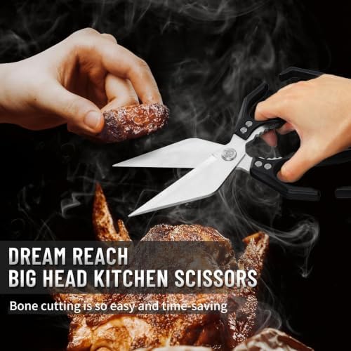 Dream Reach Heavy Duty Poultry Shears for Food with Black Ergonomic Handle