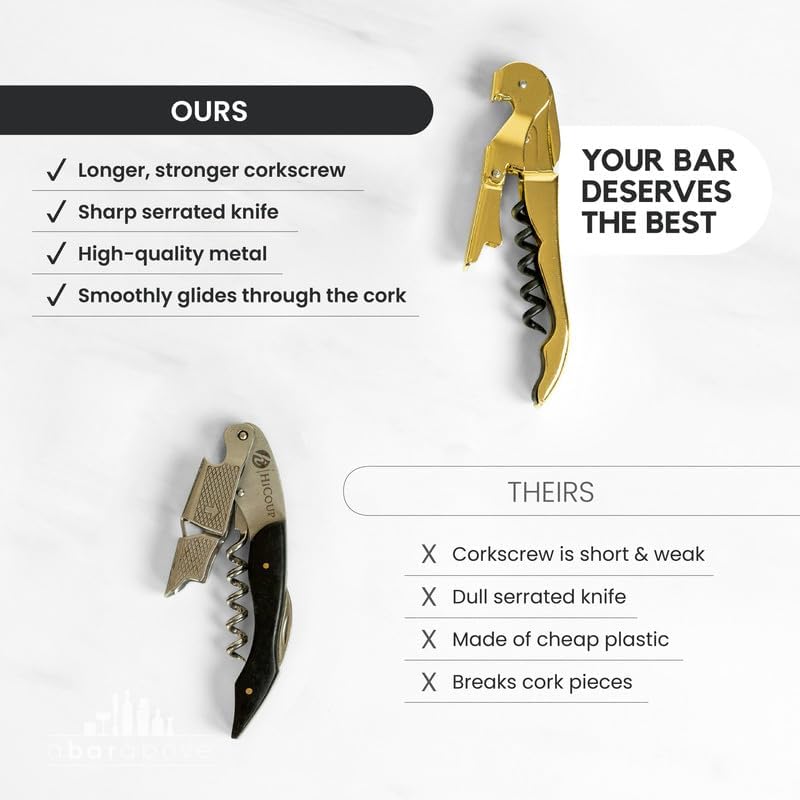 A Bar Above Manual Wine Bottle Opener, Corkscrew Wine Key, Black, 3 Pack