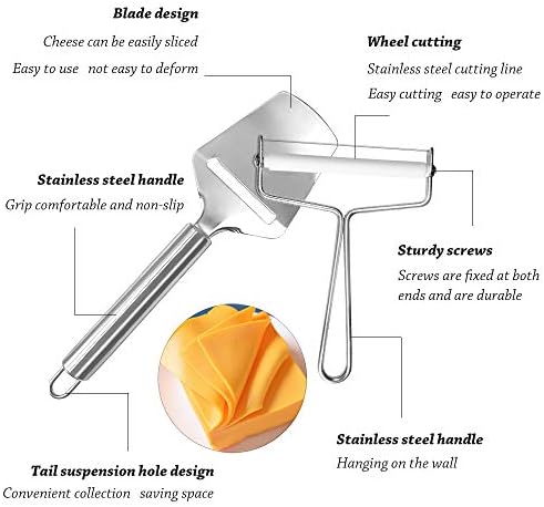 Stainless Steel Wire Cheese Slicer with Cheese Plane Tool for Semi Soft, Semi-Hard Cheeses Kitchen Cooking Tool, Cheese Cutter with Wire, 2 PCS