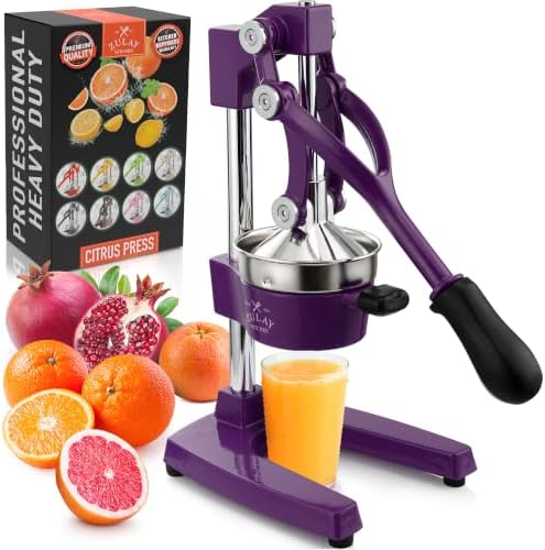Zulay Kitchen Cast Iron Juicer - Heavy Duty Orange Juicer with Detachable Strainers for Easy Cleaning, Citrus Press for Citrus Fruits, Perfect for Bartenders, Juice Lovers & Health Enthusiasts
